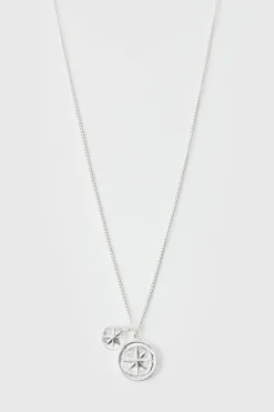 Shop boohooMAN Necklace With Compass Pendant silver