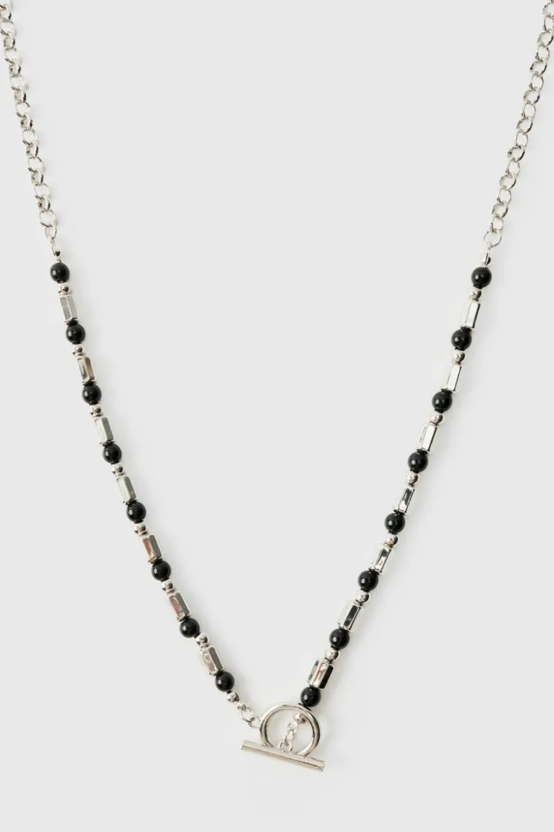 Fashion boohooMAN Silver Pearl Necklace with Hardware white