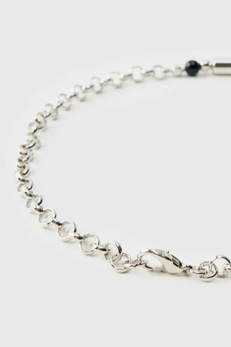 Fashion boohooMAN Silver Pearl Necklace with Hardware white