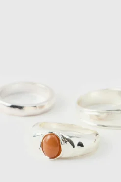 Hot boohooMAN Rings 3 Pack silver