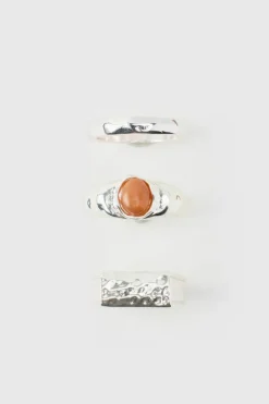 Hot boohooMAN Rings 3 Pack silver