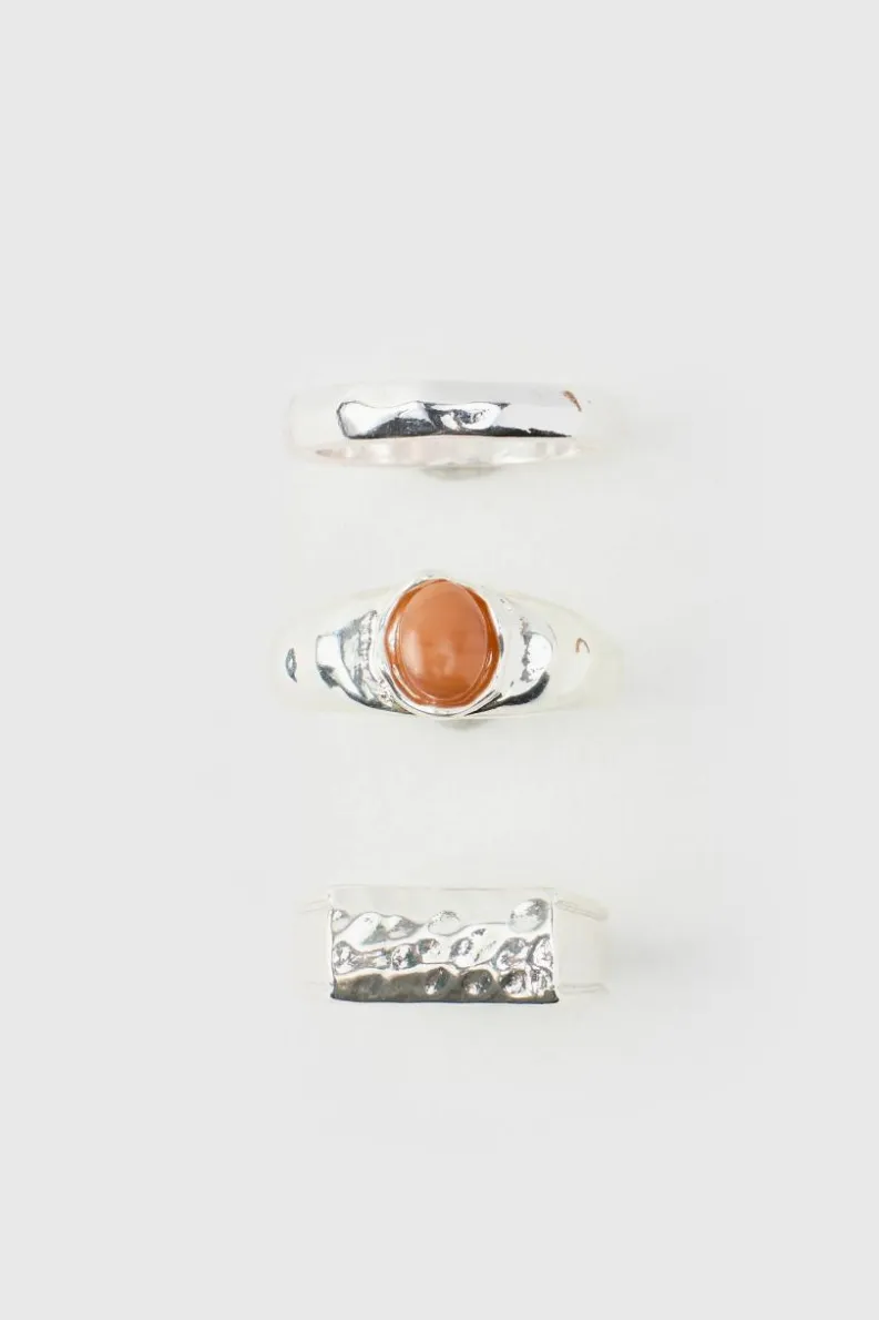 Hot boohooMAN Rings 3 Pack silver