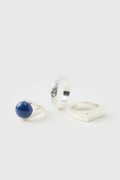 Sale boohooMAN Rings 3 Pack silver