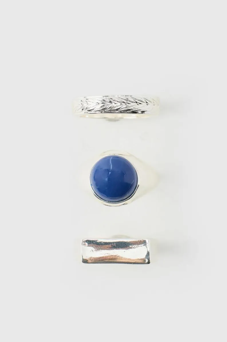 Sale boohooMAN Rings 3 Pack silver