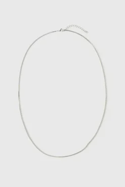 Fashion boohooMAN Square Chain Necklace silver