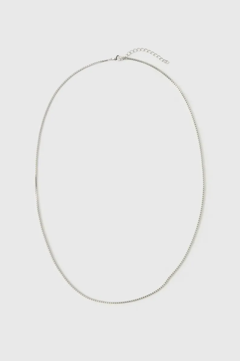 Fashion boohooMAN Square Chain Necklace silver
