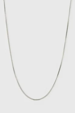Fashion boohooMAN Square Chain Necklace silver