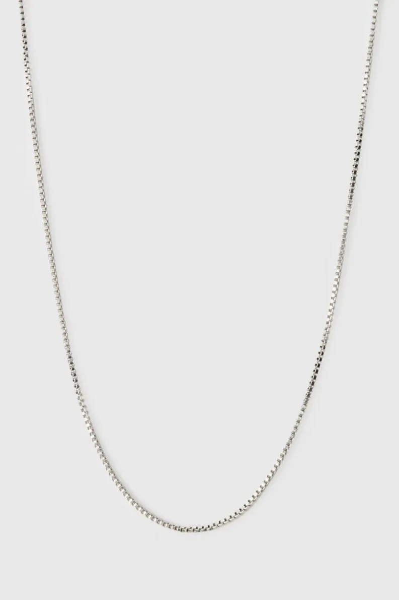 Fashion boohooMAN Square Chain Necklace silver