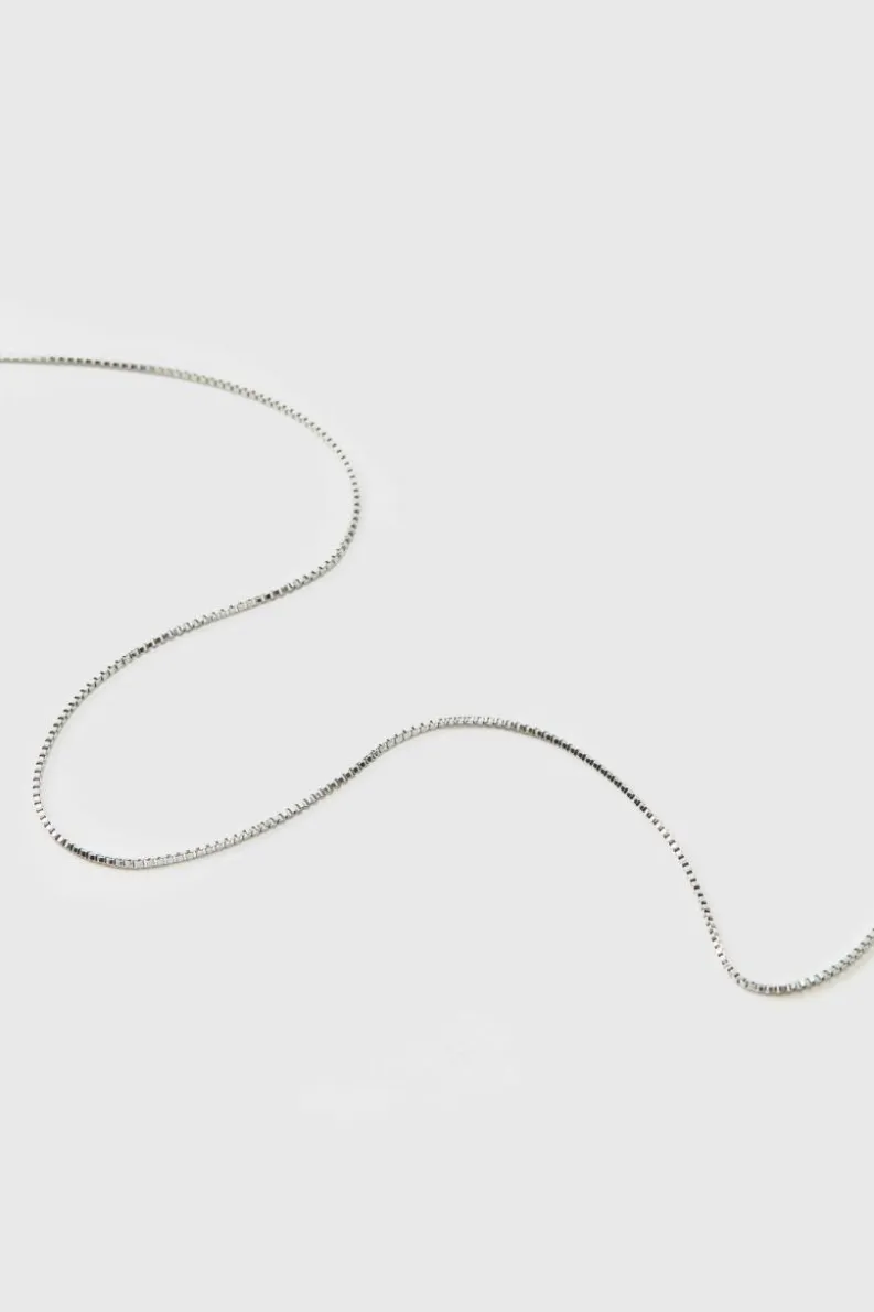 Fashion boohooMAN Square Chain Necklace silver
