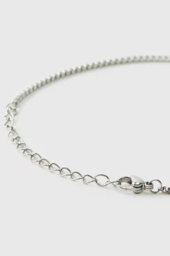 Fashion boohooMAN Square Chain Necklace silver