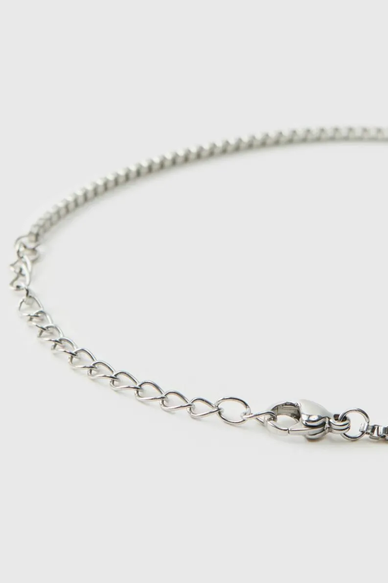 Fashion boohooMAN Square Chain Necklace silver