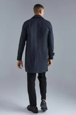 Store boohooMAN Single Breasted Poly Twill Mac Jacket black