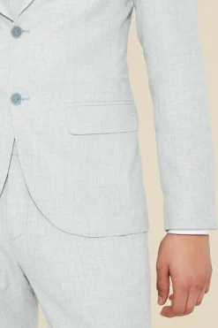 Shop boohooMAN Single Breasted Skinny Textured Suit Jacket grey