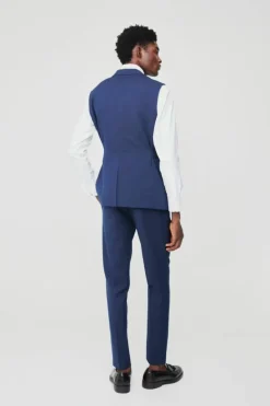 Hot boohooMAN Single Breasted Sleeveless Suit Jacket navy
