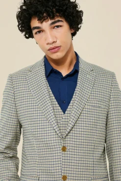 Sale boohooMAN Single Breasted Slim Dogtooth Suit Jacket multi