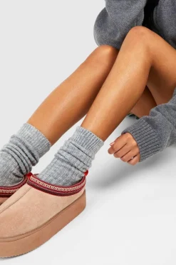 Discount boohoo Single Grey Knitted Thick Ribbed Sock charcoal
