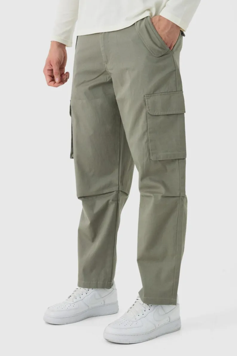 Online boohooMAN Skater Fit Ripstop Cargo Trousers khaki