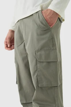 Online boohooMAN Skater Fit Ripstop Cargo Trousers khaki