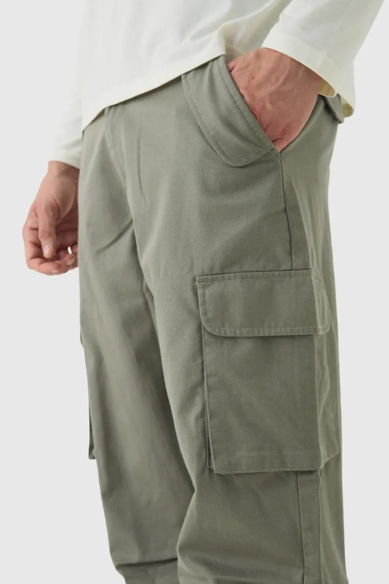 Online boohooMAN Skater Fit Ripstop Cargo Trousers khaki