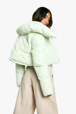 Cheap boohoo Ski Cropped Puffer Jacket mint