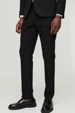 Shop boohooMAN Skinny Suit Trousers black