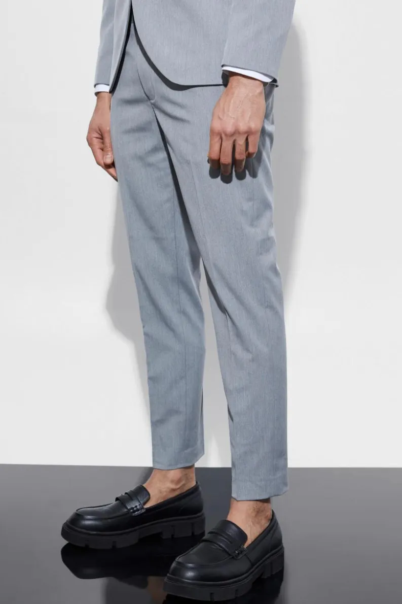 Fashion boohooMAN Skinny Cropped Suit Trousers grey
