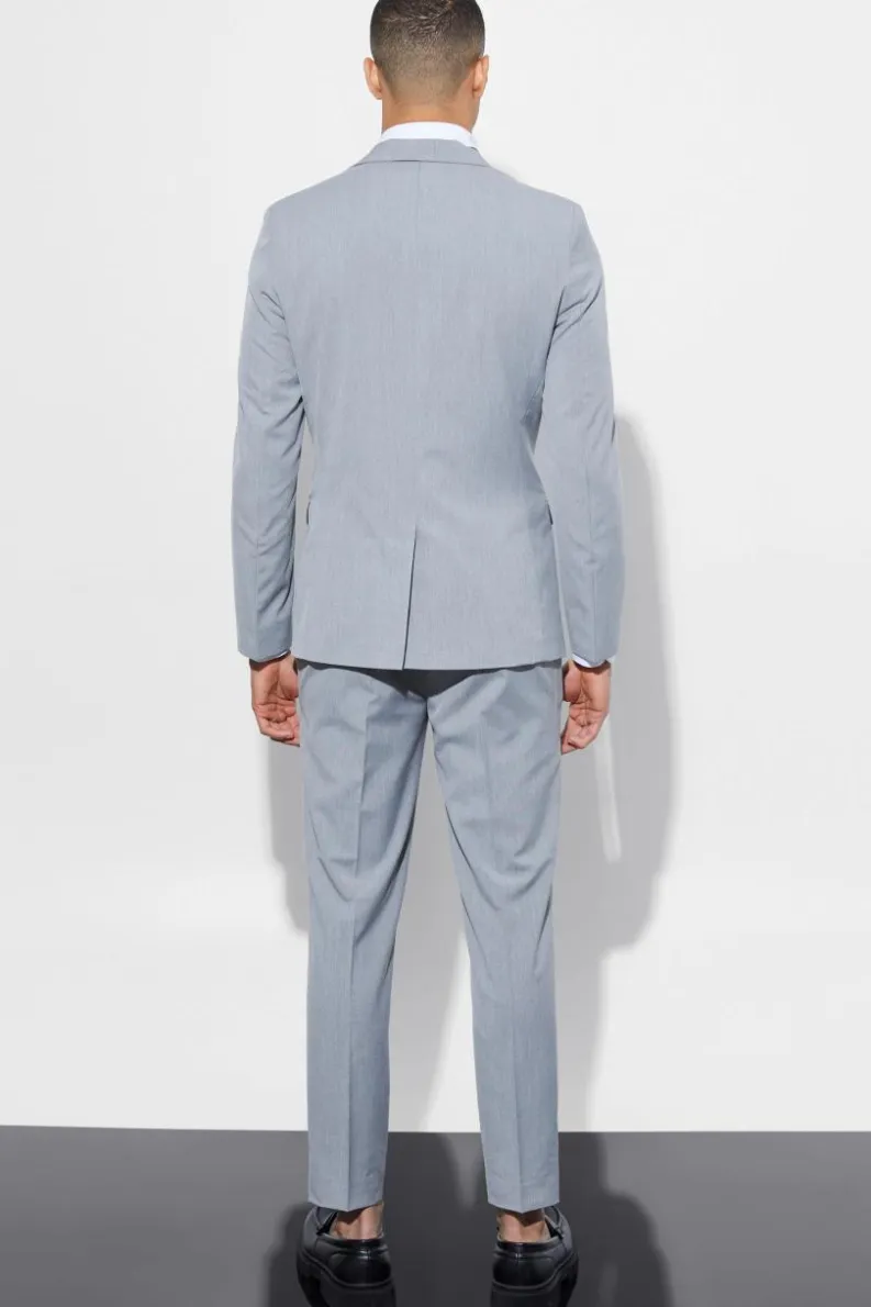 Fashion boohooMAN Skinny Cropped Suit Trousers grey