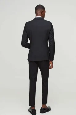 Best boohooMAN Skinny Cropped Suit Trousers black