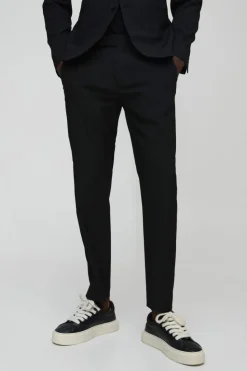 Clearance boohoo Skinny Fit Collarless Single Breasted Blazer & Suit Trousers Set black