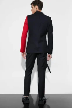 Best Sale boohoo Skinny Fit Colour Block Wrap Front Suit red