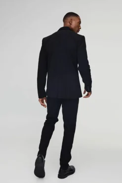 New boohoo Skinny Fit Double Breasted Corduroy Blazer & Trouser Suit black