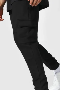 Cheap boohooMAN Skinny Fit Panelled Cargo Joggers black