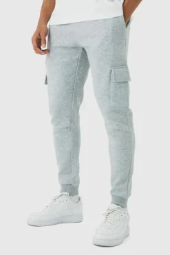 Cheap boohooMAN Skinny Fit Panelled Cargo Joggers grey marl