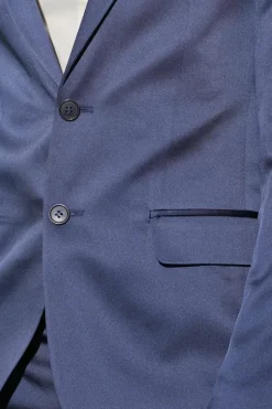 Discount boohooMAN Skinny Fit Satin Suit Jacket marine blue