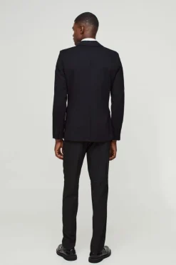 Best Sale boohooMAN Skinny Fit Single Breasted Jersey Blazer black