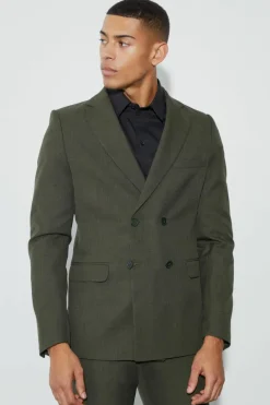Cheap boohoo Skinny Fit Textured Suit khaki