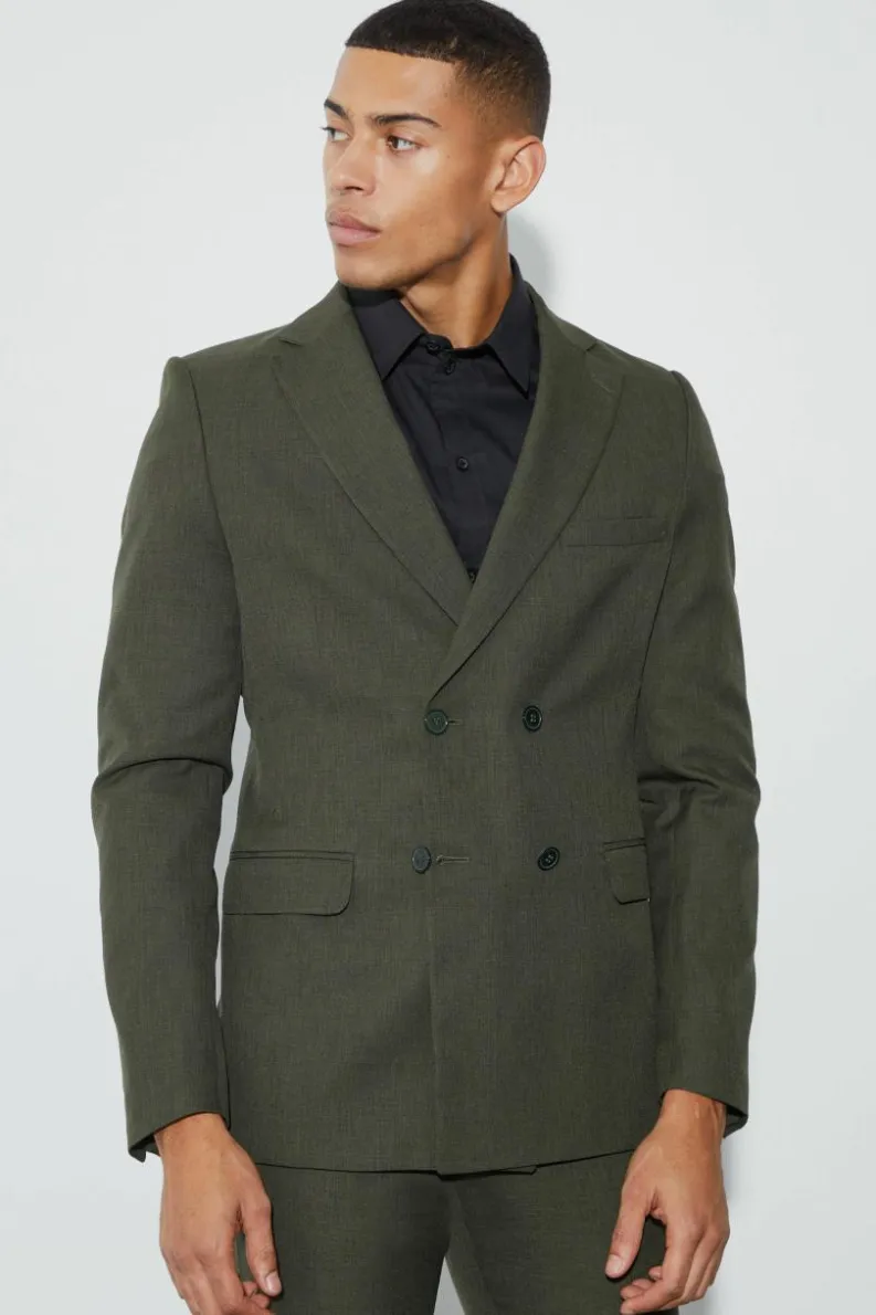 Cheap boohoo Skinny Fit Textured Suit khaki