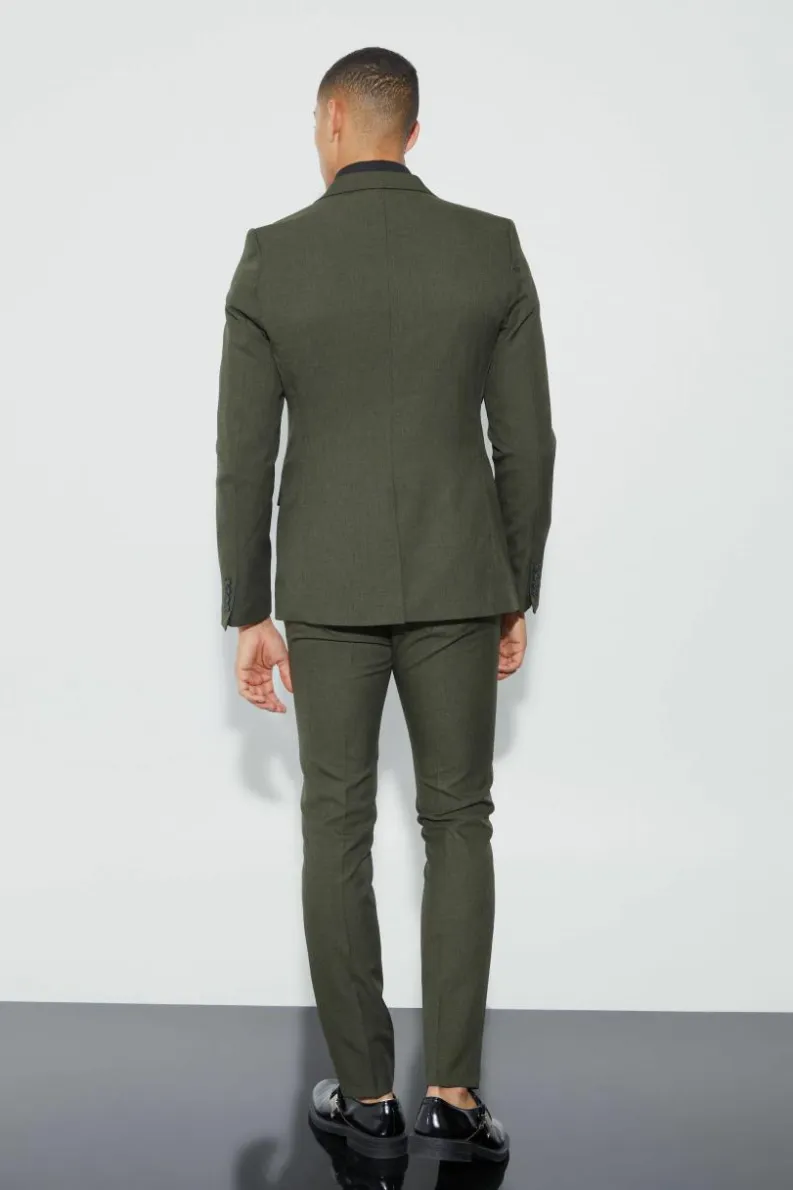 Cheap boohoo Skinny Fit Textured Suit khaki
