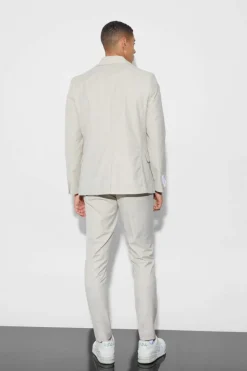 Outlet boohoo Skinny Fit Zip Hem Suit stone