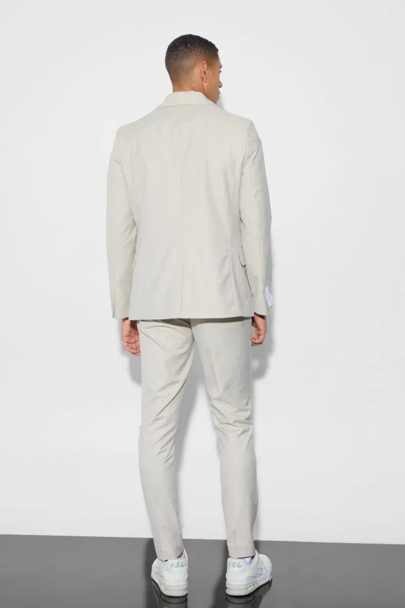 Outlet boohoo Skinny Fit Zip Hem Suit stone