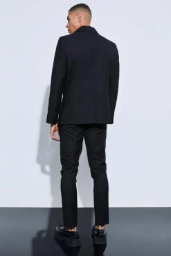 Outlet boohooMAN Skinny Fit Zip Hem Suit Jacket black
