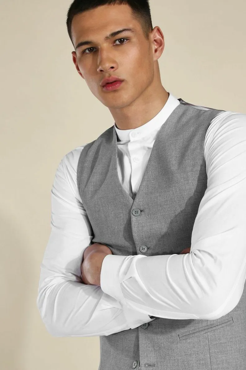 New boohooMAN Skinny Waistcoat grey