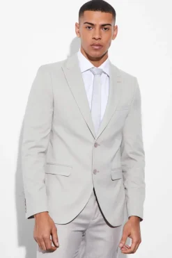 Best Sale boohoo Skinny Linen Crop Suit taupe