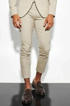 Cheap boohoo Skinny Micro Check Suit beige