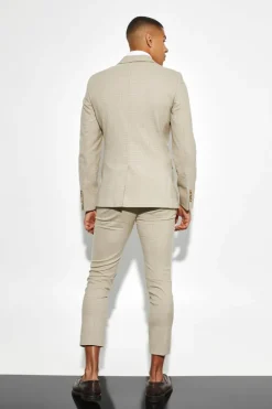 Cheap boohoo Skinny Micro Check Suit beige