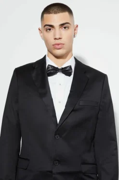 Store boohooMAN Skinny Satin Suit Jacket black
