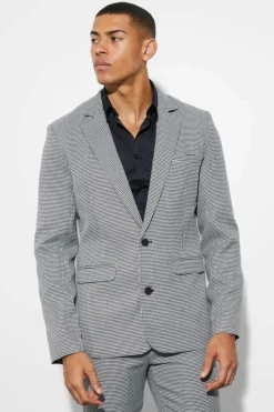 Cheap boohooMAN Skinny Single Breasted Dogtooth Suit Jacket black