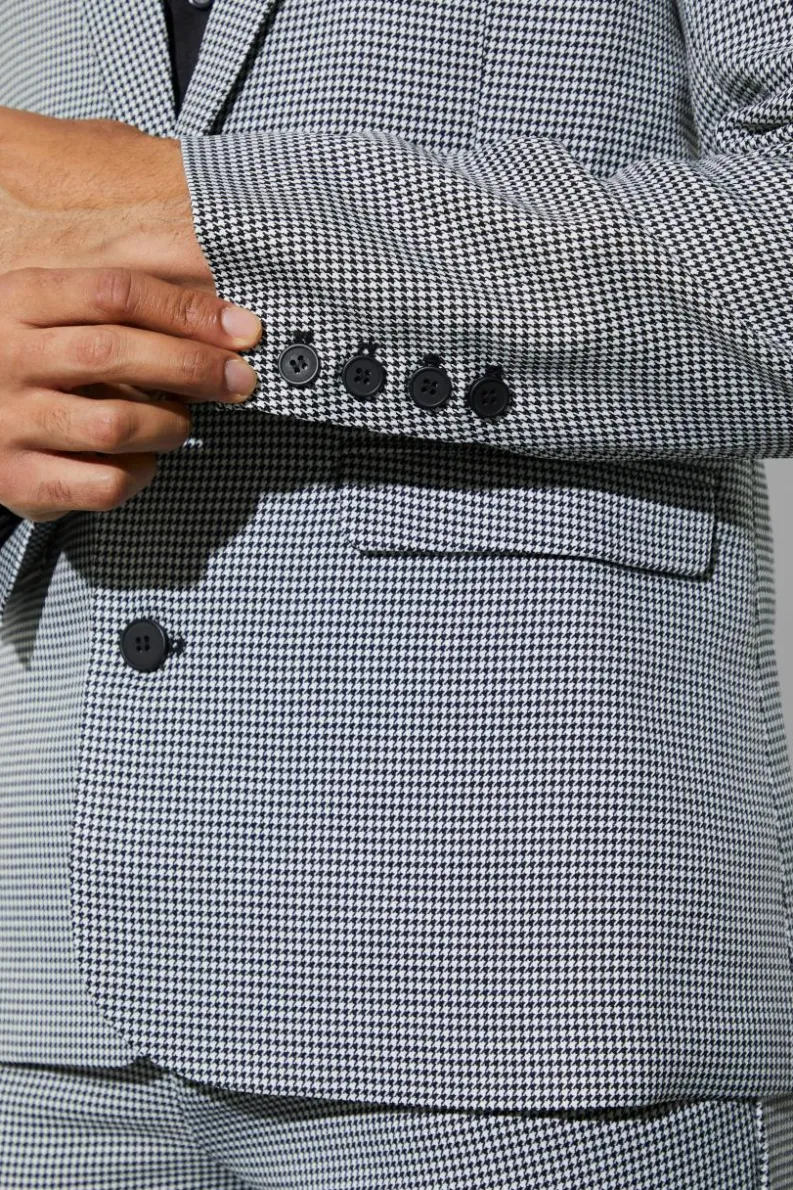 Cheap boohooMAN Skinny Single Breasted Dogtooth Suit Jacket black