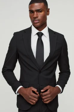Cheap boohooMAN Skinny Single Breasted Suit Jacket black