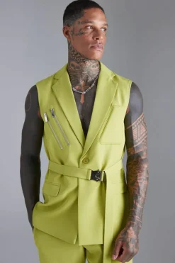 New boohoo Skinny Sleeveless Suit lime